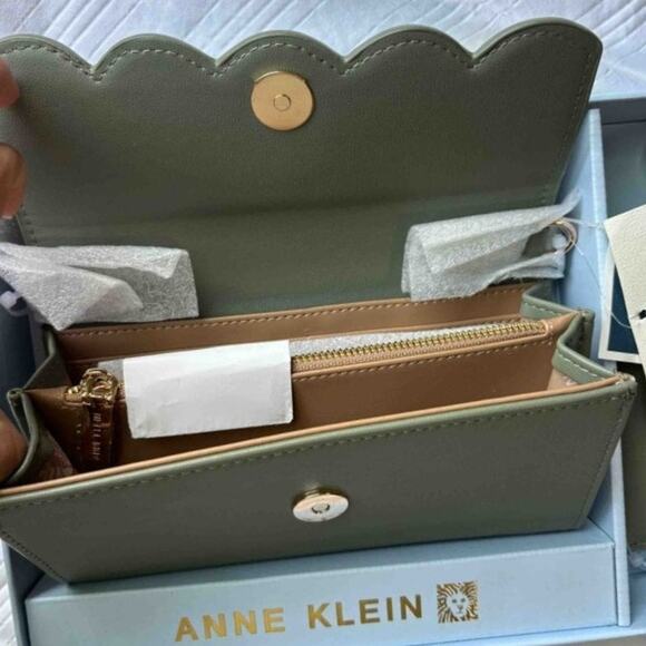 Ann Klein Sage Green Faux Leather Bag Wallet 3 piece Gift Set - Picture 6 of 9